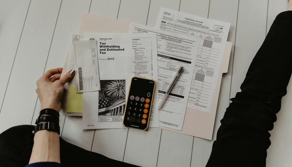 Tax documents and calculator